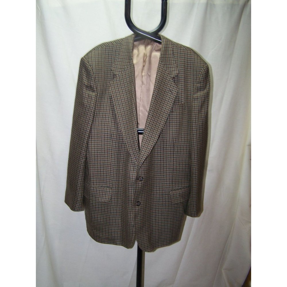 Oscar de la Renta Men's Blazer Jacket 46 Long Houndstooth Plaid